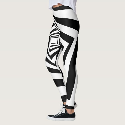 Hypnotische zwarte & witte optische illusie leggings (Links)