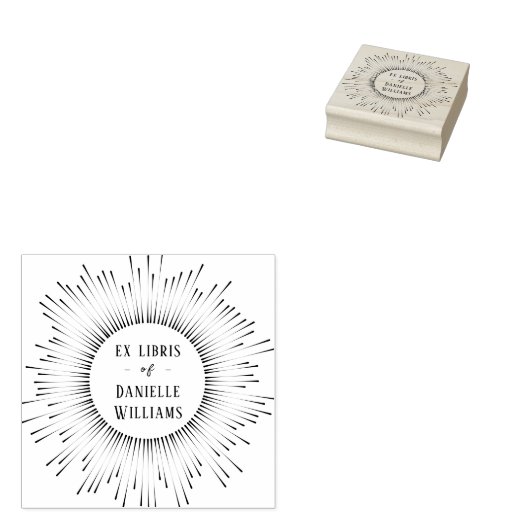 Hypnotisering Sun Rays Ex Libris Custom Name Libra Rubberstempel (Gestempeld)