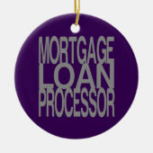 Hypotheekleenprocessor in Tall Silver Text Keramisch Ornament (Voorkant)