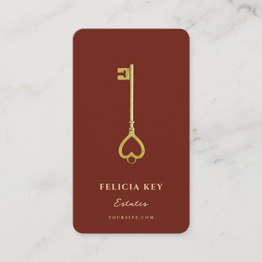 Hypotheekmakelaar Realtor Elegant Donker Terracott Visitekaartje (Voorkant)