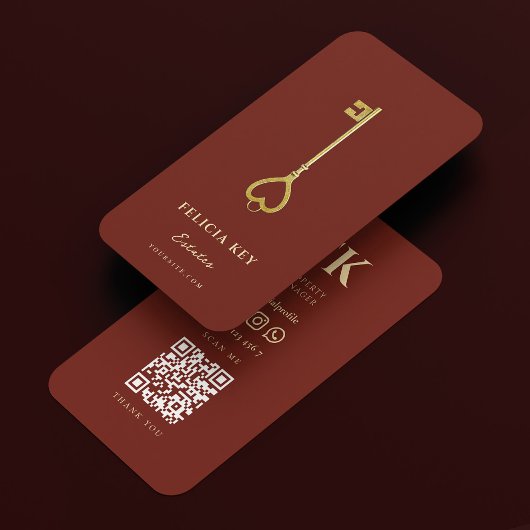 Hypotheekmakelaar Realtor Elegant Donker Terracott Visitekaartje