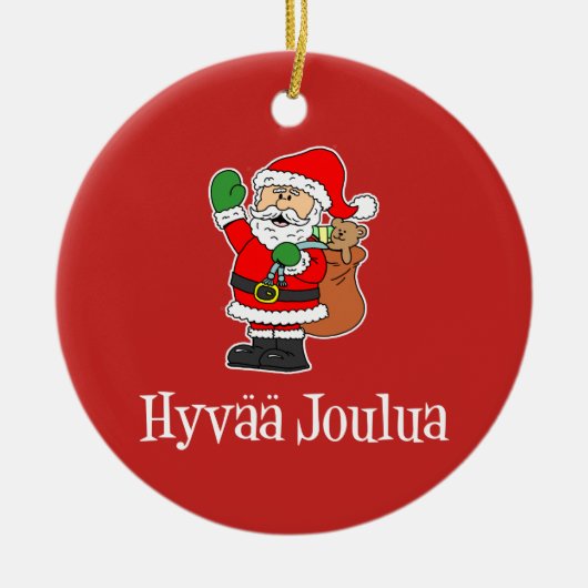 Hyvaa Joulua finlandais Noël Père Noël Ornement (Devant)