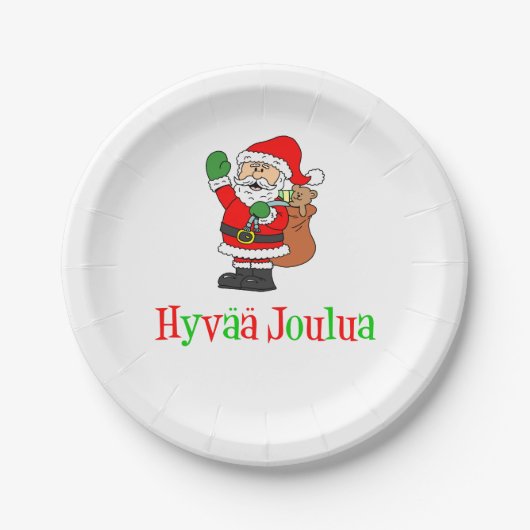 Hyvaa Joulua Finse kerstkerstkerstman Papieren Bordje (Voorkant)