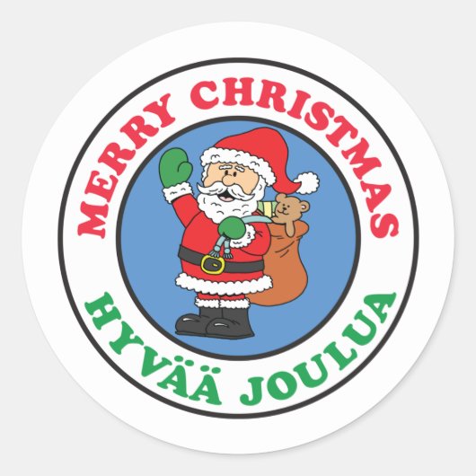 Hyvaa Joulua Finse kerstkerstkerstman Ronde Sticker (Voorkant)