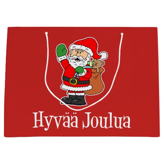 Hyvaa Joulua Finse kerstman (RED) Groot Cadeauzakje (Voorkant)