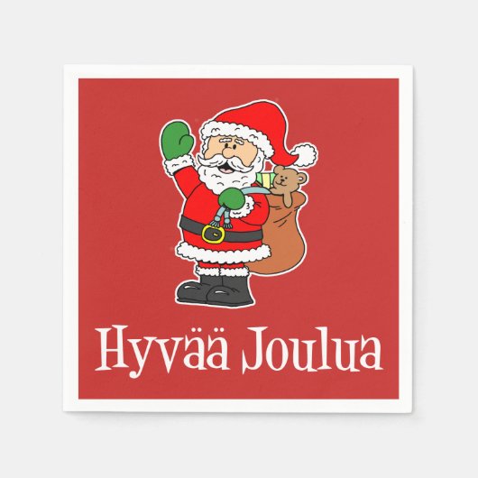 Hyvaa Joulua Finse kerstman (RED) Servet (Voorkant)