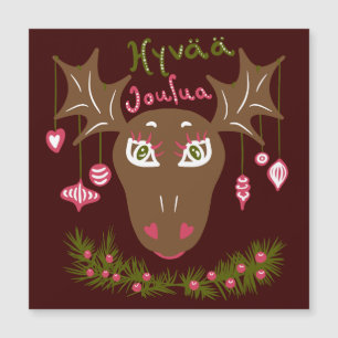 Hyvää Joulua Kerst schattige eland met ornamenten