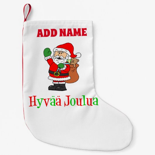 Hyvaa Joulua Persoonlijke naam Fins Kleine Kerstsok (Voorkant)