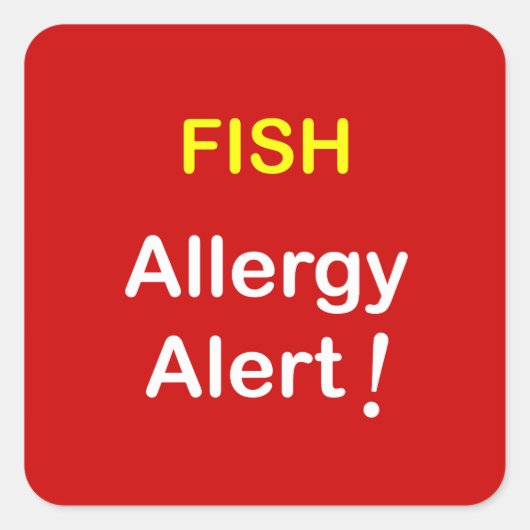 i7 - Allergie Alert - FISH. Vierkante Sticker (Voorkant)