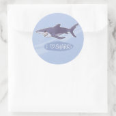 i <3 haaien: blauwe haai ronde sticker (Tas)