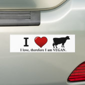 I <3 koeien (dierrechtenontwerp van Marlaina) Bumpersticker (Op auto)