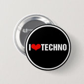I <3 Techno Ronde Button 5,7 Cm (Voorkant /achterkant)