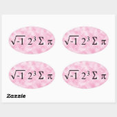 i 8 pi Texte noir sur Sticker rose ovale (Feuille)