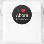 I ♥ Abora Recordings Ronde Sticker (6 grote zwart) (Tas)