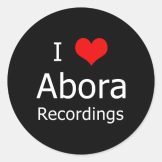 I ♥ Abora Recordings Ronde Sticker (6 grote zwart)