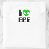 I Alien Heart EBE Ovale Sticker (Tas)
