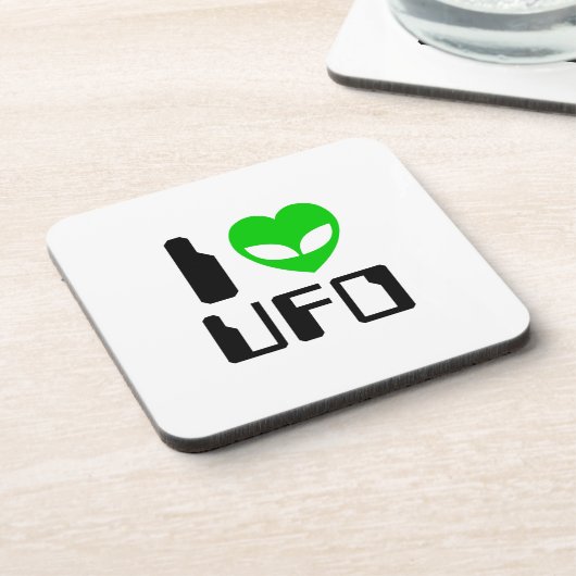 I Alien Heart UFO Bier Onderzetter (Linkerzijde)