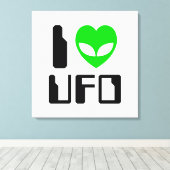 I Alien Heart UFO Canvas Afdruk (Insitu (Houten vloer))