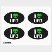 I Alien Heart UFO Ovale Sticker (Vel)
