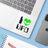I Alien Heart UFO Sticker (Laptop met iPhone)