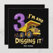 I Am 3 en Digging It 3rd Birthday Construction Kaart (Voorkant / Achterkant)