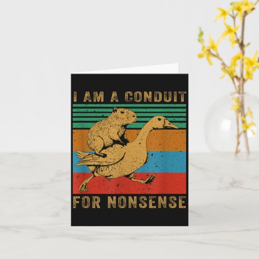 I Am A Conduit For Nonsense Capybara Goose Kaart (Gele Bloem)