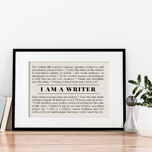 I AM A WRITER Poster pour Writers & Authors