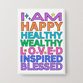 I Am Affirmations Badge - Kleurrijke positieve vib Button