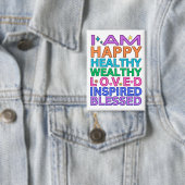 I Am Affirmations Badge - Kleurrijke positieve vib Button (Insitu)