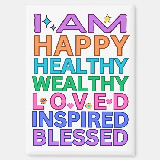 I Am Affirmations Magnet - Vibes colorées positive (Recto)
