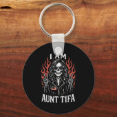 I Am Aunt Tifa Funny Skeleton Biker Aunt Tifa Desi Sleutelhanger (Voorkant)
