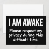 I Am Awake Please Respect My Privacy Funny Sarcasm Kaart (Voorkant / Achterkant)