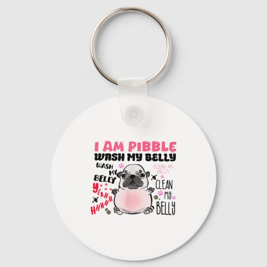 I Am Bble Wash My Belly Bble Meme Funny Dog Brainr Sleutelhanger (Voorkant)