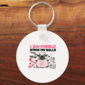 I Am Bble Wash My Belly Bble Meme Funny Dog Brainr Sleutelhanger (Voorkant)
