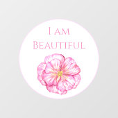 I am Beautiful Floral Pink  Raamsticker (Vel)