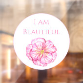 I am Beautiful Floral Pink  Raamsticker (Vel 2)