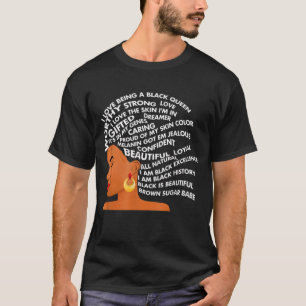 I Am Black Excellence Strong Woman Word Art Hair T-shirt