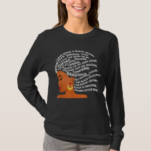 I Am Black Excellence Strong Woman Word Art Hair T-shirt