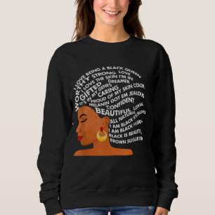 I Am Black Excellence Strong Woman Word Art Hair Trui