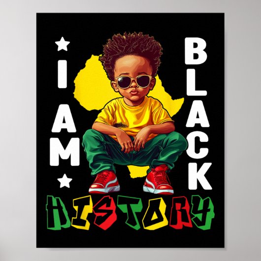 I Am Black History Black King Sungles Kinder peute Poster (Voorkant)