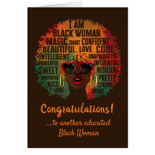 I Am Black Woman Brown Graduation Card (Devant)