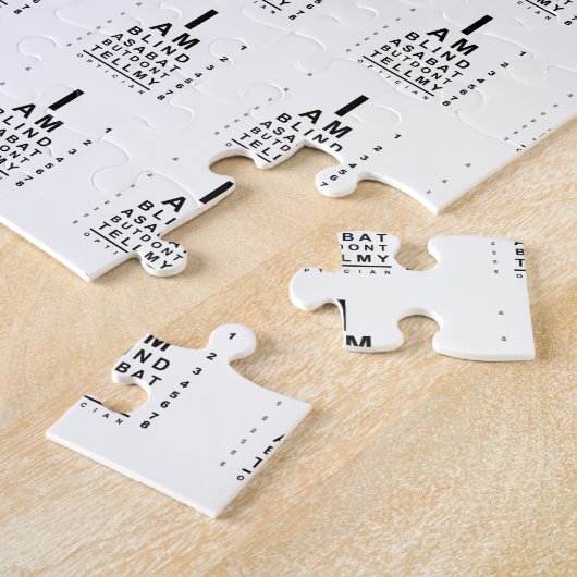 I am blind as bat eye chart legpuzzel (Zijkant)