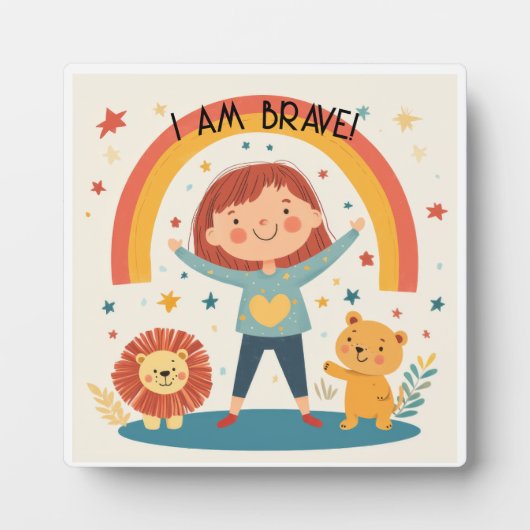 I Am Brave - Kinder Affirmatie Tafelblad Plaque Fotoplaat (Voorkant)