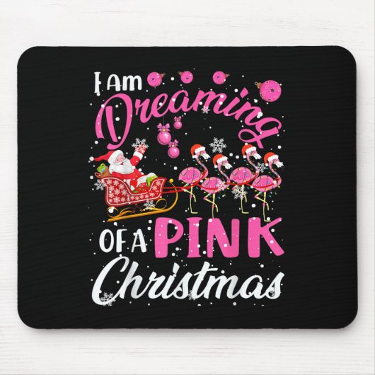 I Am Dreaming Of A Xmas With Nk Santa Flamingos Sl Muismat (Voorkant)