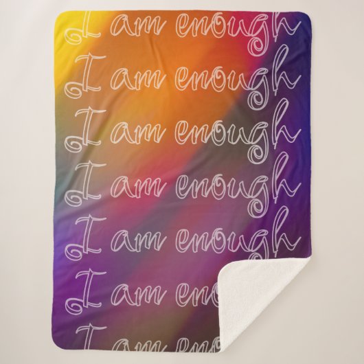 I Am Enough Pastel Rainbow Cursive Affirmation Sherpa Deken (Voorkant)