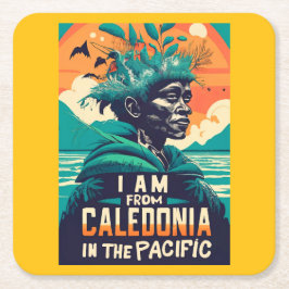 I am from Caledonia, Nieuw-Caledonië, kanak Vierkante Kartonnen Onderzetter