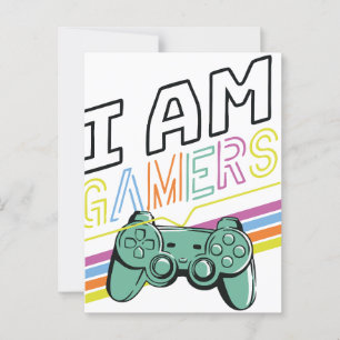I Am Gamers – Retro Neon Gaming Design Briefkaart