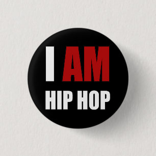 "I AM HIP HOP" RED LETTER RONDE BUTTON 3,2 CM