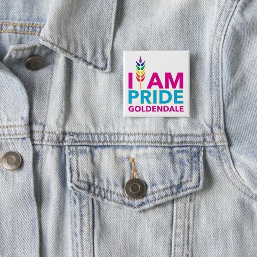 I AM PRIDE Goldendale Square Button (In situ)