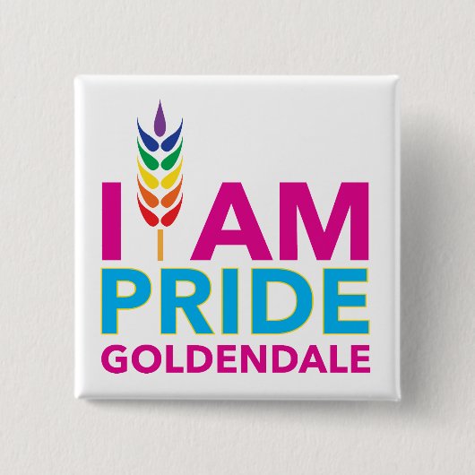 I AM PRIDE Goldendale Square Button (Voorkant)